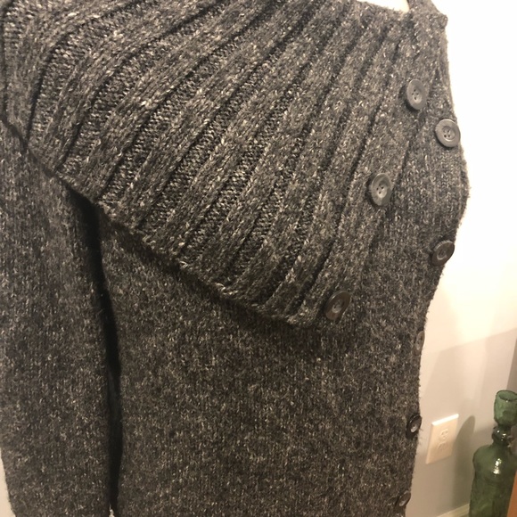 BCBGMaxAzria grey asymmetrical button sweater - Picture 2 of 8